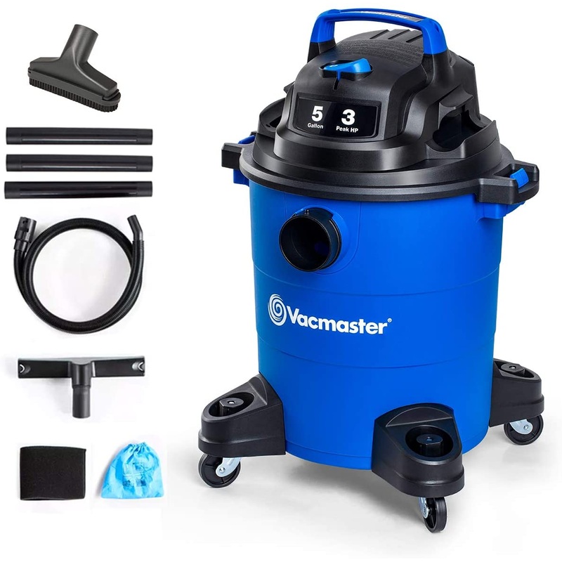 Vacmaster 3 Peak HP 5 Gallon Shop Vacuum Lightweight Powerful Suction Wet Dry Vacuum Cleaner with Blower Function for Dog Hair,Garage,Car,Home and Workshop