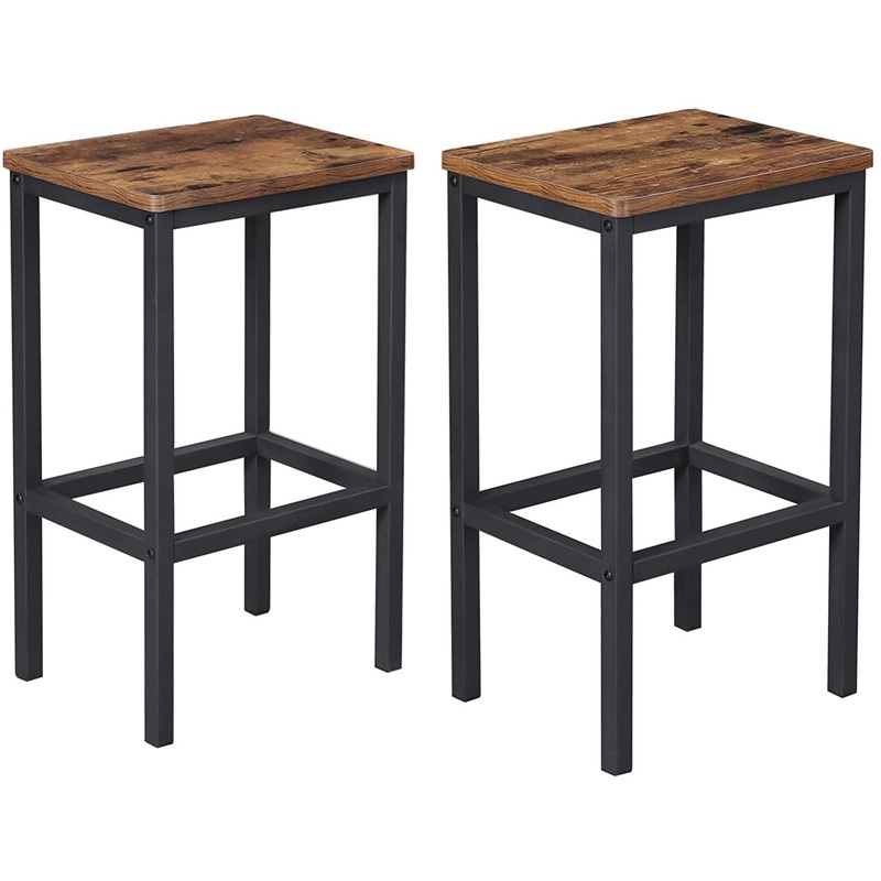 VASAGLE Bar Stools, Set of 2 Bar Chairs, Bar Stools with Footrest, Black ULBC65X