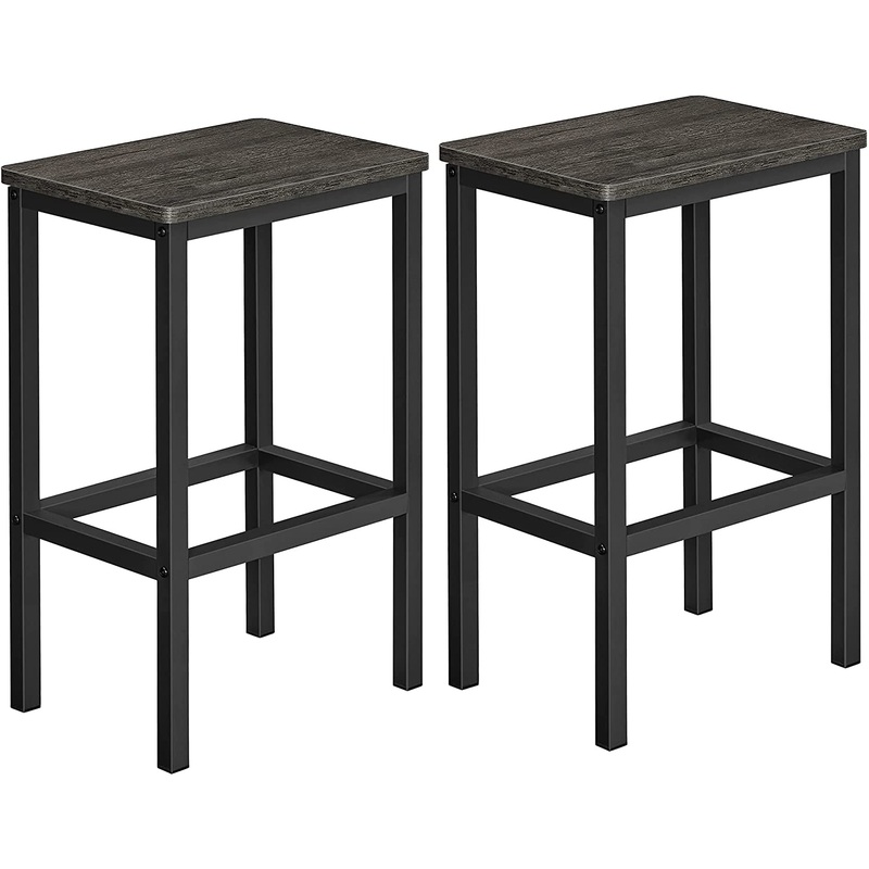 VASAGLE Bar Stools, Set of 2 Bar Chairs, Kitchen Breakfast Bar Stools, Charcoal Gray and Black ULBC065B04