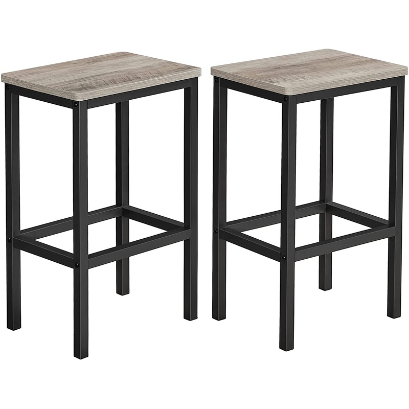 VASAGLE Bar Stools, Set of 2 Bar Chairs, Kitchen Breakfast Bar Stools, Greige and Black ULBC065B02