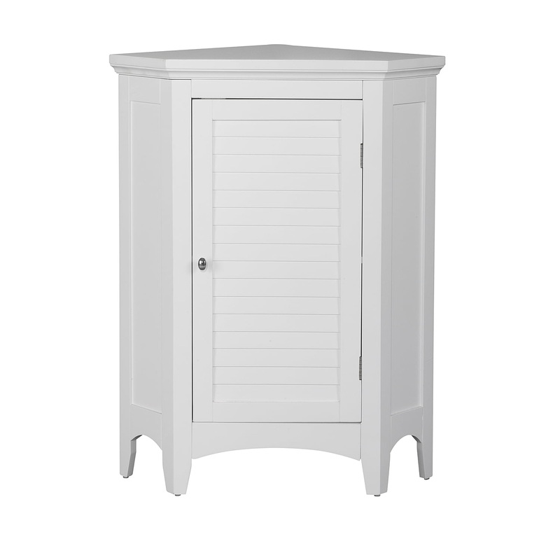 Teamson Home Glancy Wooden Corner Floor Cabinet with Shutter Door, White
