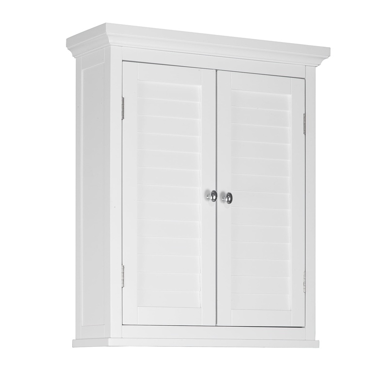 Teamson Home Glancy Wooden Wall Cabinet with Shutter Doors, White