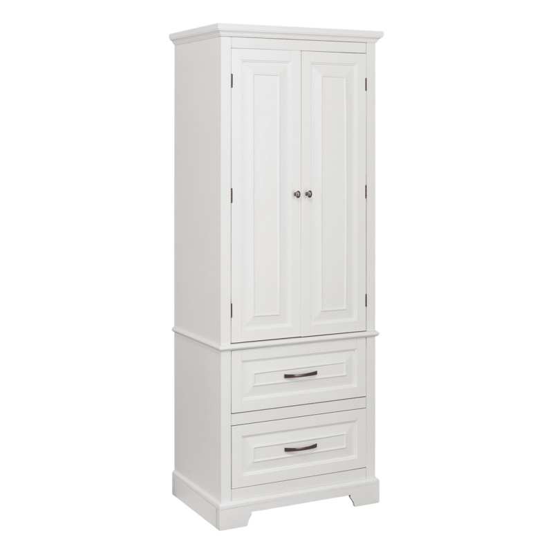 Teamson Home St. James Wooden Linen Tower Cabinet with 2 Drawers, White