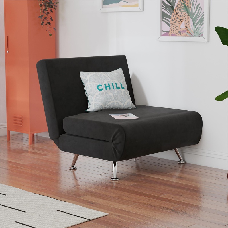 Teen Novogratz Kai Seater Flip Chair, Black Microfiber