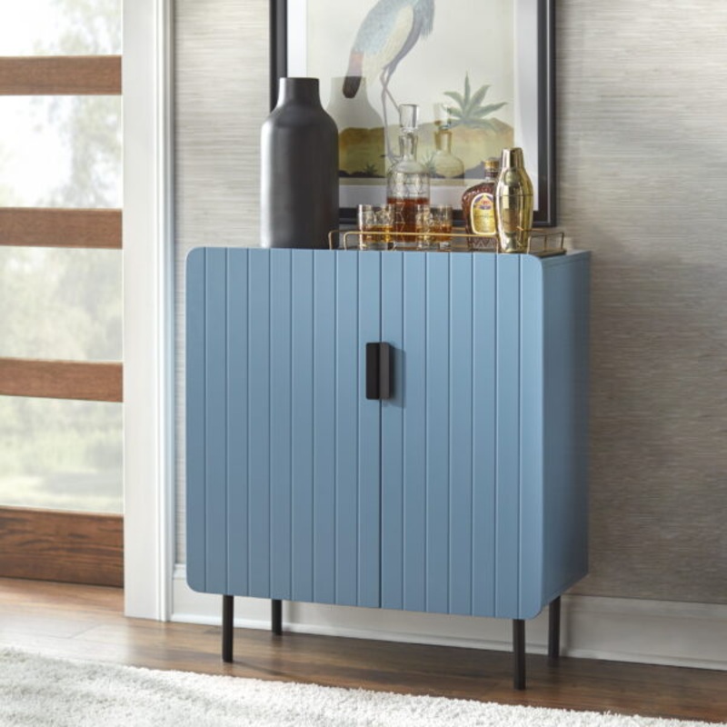 TMS Fulton Modern 31.6 Channel Front Sideboard Buffet, Blue