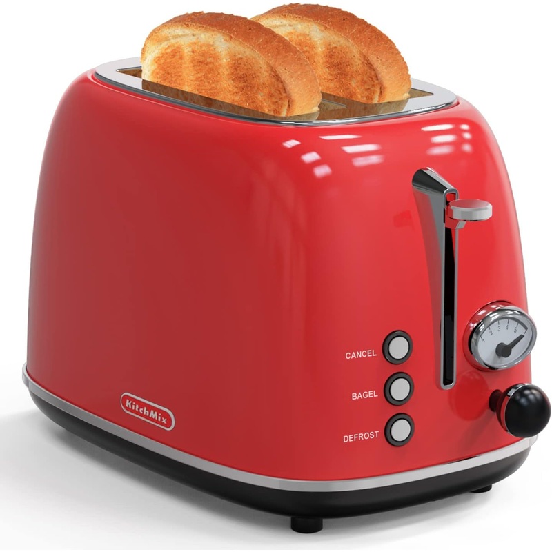 Toaster 2 slice,Retro Stainless Steel Toaster with 6 Settings, 1.5 In Extra Wide Slots, Bagel/Defrost/Cancel Function, Removable Crumb Tray (Baby pink)