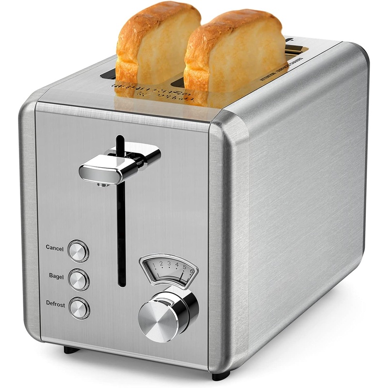 Toaster Stainless Steel, 6 Bread Shade Settings, Bagel/Defrost/Cancel Function, 1.5in Wide Slot, High Lift Lever, Removable Crumb Tray, for Various Bread Types