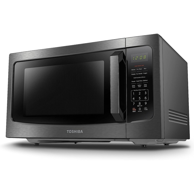 TOSHIBA ML-EM45P(BS) Countertop Microwave Oven with Smart Sensor and Position Memory Turntable, Memory Function, 1.6 Cu.ft with 13.6 Removable Turntable, Black Stainless Steel, 1200W