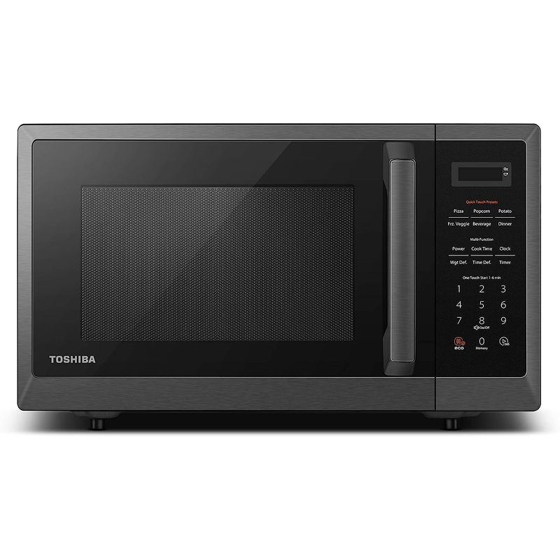 TOSHIBA ML2-EM09PA(BS) Small Countertop Microwave Oven With 6 Auto Menus, Kitchen Essentials, Mute Function & ECO Mode, 0.9 Cu Ft, 10.6 Inch Removable Turntable, 900W, Black Color