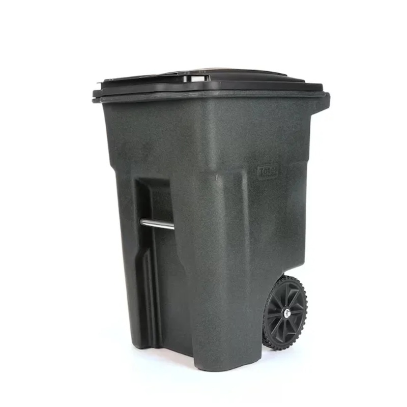 Toter 79248-R2200 48-Gallon Black Plastic Wheeled Indoor/Outdoor Hinged Lid Trash Can