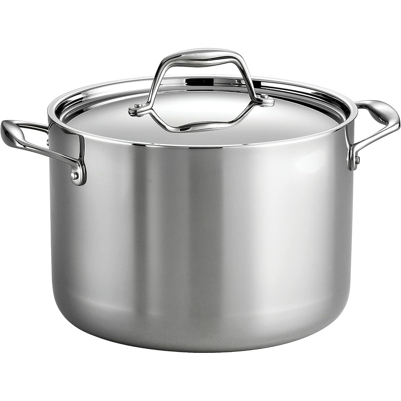 Tramontina Covered Stock Pot Stainless Steel Induction-Ready Tri-Ply Clad 8 Quart, 80116/041DS