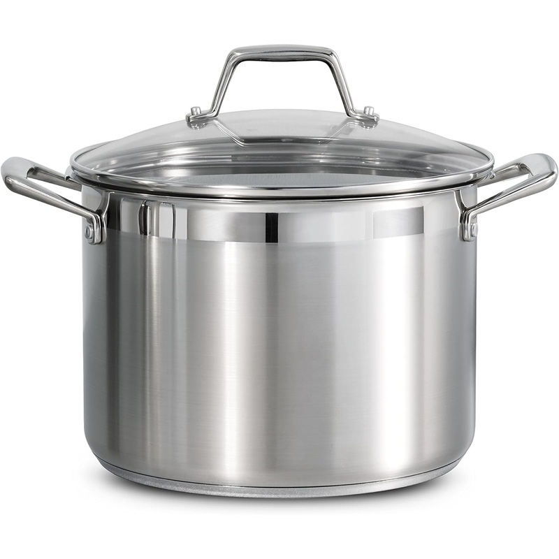 Tramontina Lock & Drain Pasta Cooker Pot with Strainer Lid 18/8 Stainless Steel 8 Qt, 80120/509DS
