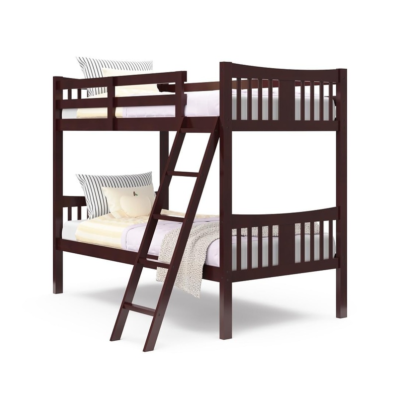 Storkcraft Caribou Bunk Bed Twin Over Twin Bunk Bed (Espresso)  GREENGUARD Gold Certified, Twin Bunk Beds for Kids, Converts to 2 Individual Twin Beds, Bunk Beds for Kids