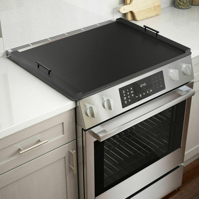 Stove Top Covers for Electric Stove  Acacia Wood Noodle Board for Gas Stovetop  Stove Top Covers for Gas Burners  Wooden Kitchen Sink Cover for Counter Space & Decorative Tray (Black)