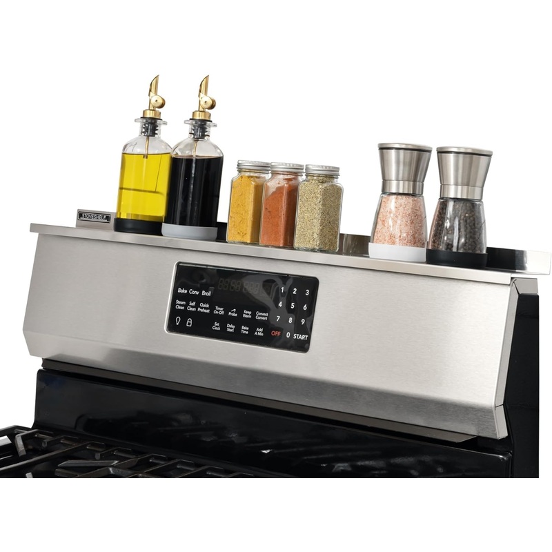 StoveShelf 30 Length Stainless Steel Finish Magnetic Shelf for Kitchen Stove  Kitchen Storage Solution with Zero Installation  Over Stove Spice Rack Organizer