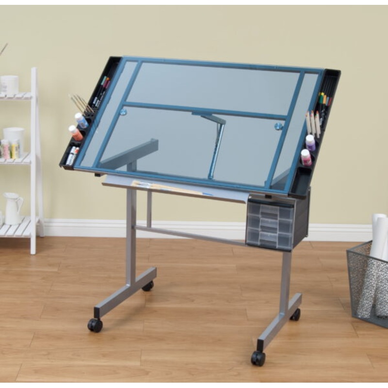 Studio Designs Glass Top Vision Rolling Drafting Table