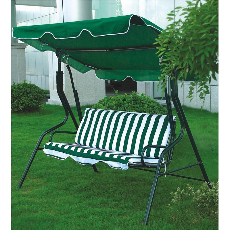 SUGIFT 3-Seat Patio Outdoor Porch Swing Glider Chair with Canopy, Green