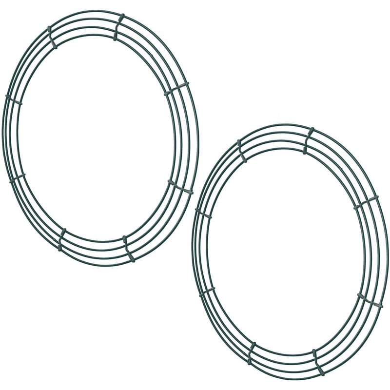 Sumind Wire Wreath Frame Wire Wreath Making Rings Green (16 Inch, 2 Pack)