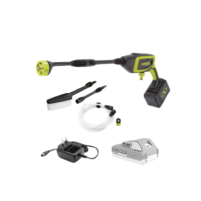 Sun Joe PP350-LTE 24-Volt 350 PSI Max 0.6 GPM Cold Water Electric Power Cleaner Kit with 2.0 Ah Battery Plus Charger