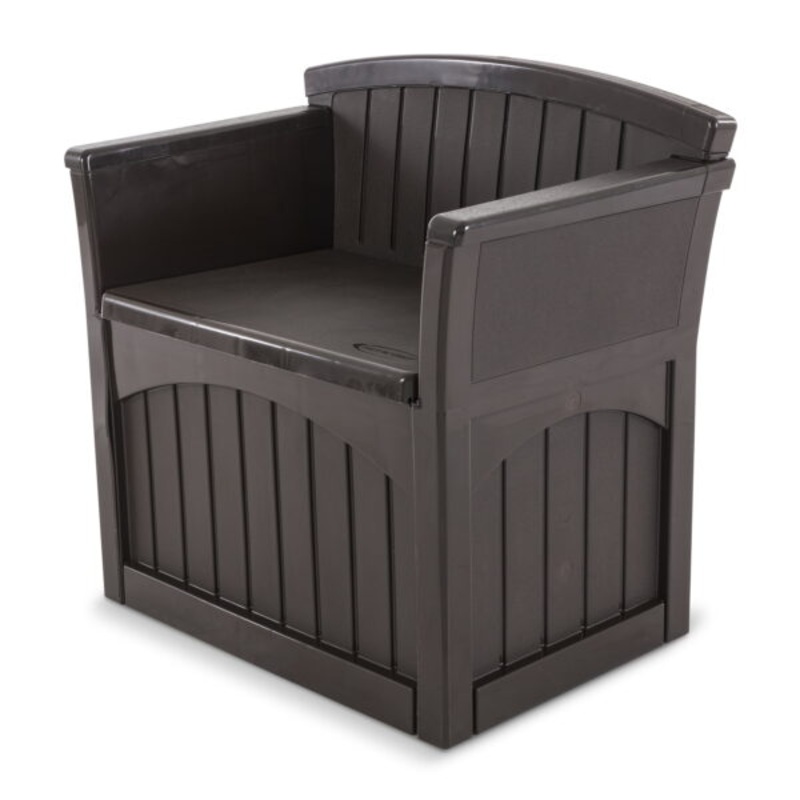Suncast 31-Gallon Resin Outdoor Storage Bench, Brown