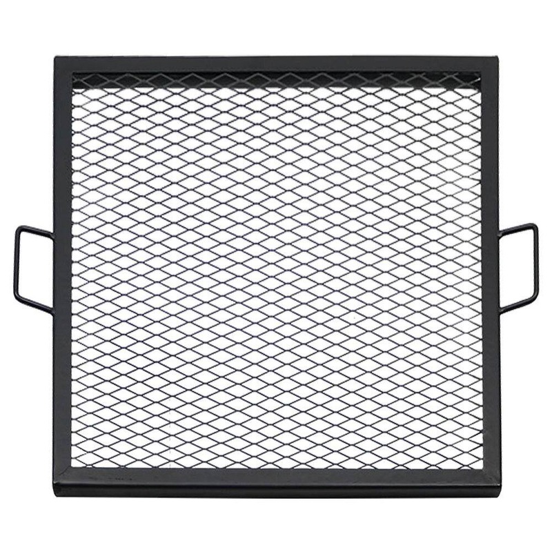 Sunnydaze KF-SM24 24 in. X-Marks Steel Black Square Fire Pit Cooking Grill