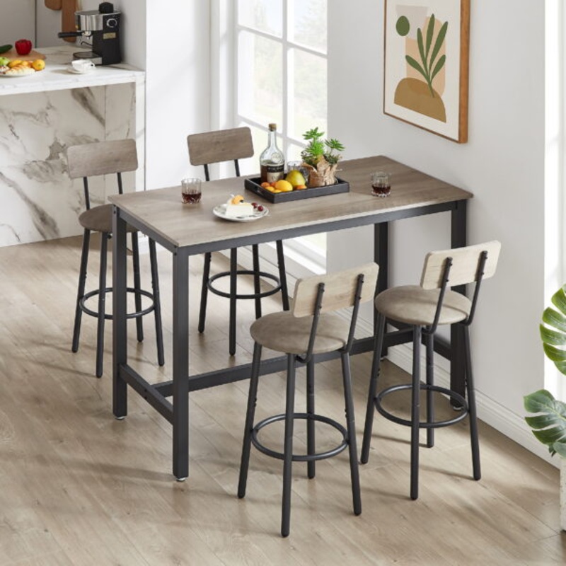 Syngar 5 Piece Dining Set, Modern Dining Table and Chairs Set for 4, Kitchen Counter Height Dining Table Set with 4 Upholstered Chairs, for Small Space, Breakfast Nook, D8919