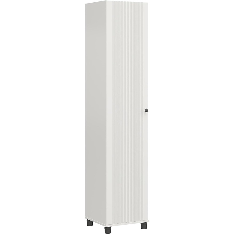 SystemBuild Evolution Kendall 16 Wide 1 Door Storage Cabinet, Fluted White