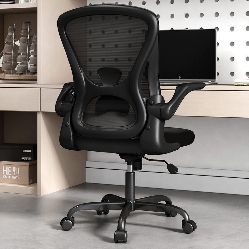 Sytas Home Office Chair Ergonomic, Mesh Desk Chair Lumbar Support, Ergonomic Computer Chair Adjustable Armrest, Black