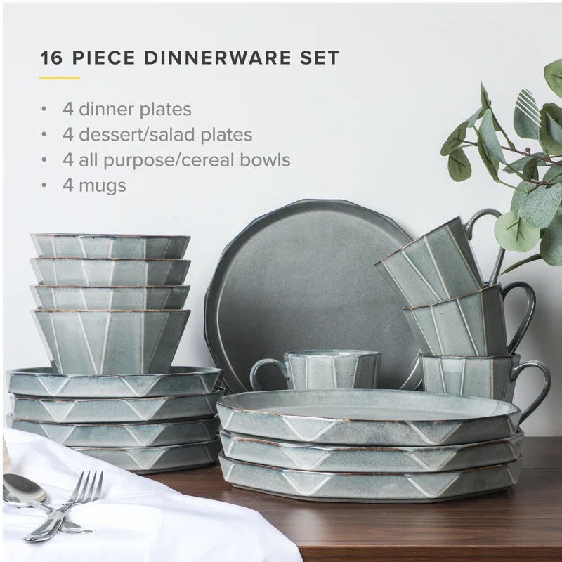 TABLE 12 Stoneware Dinnerware Set  Service for 4