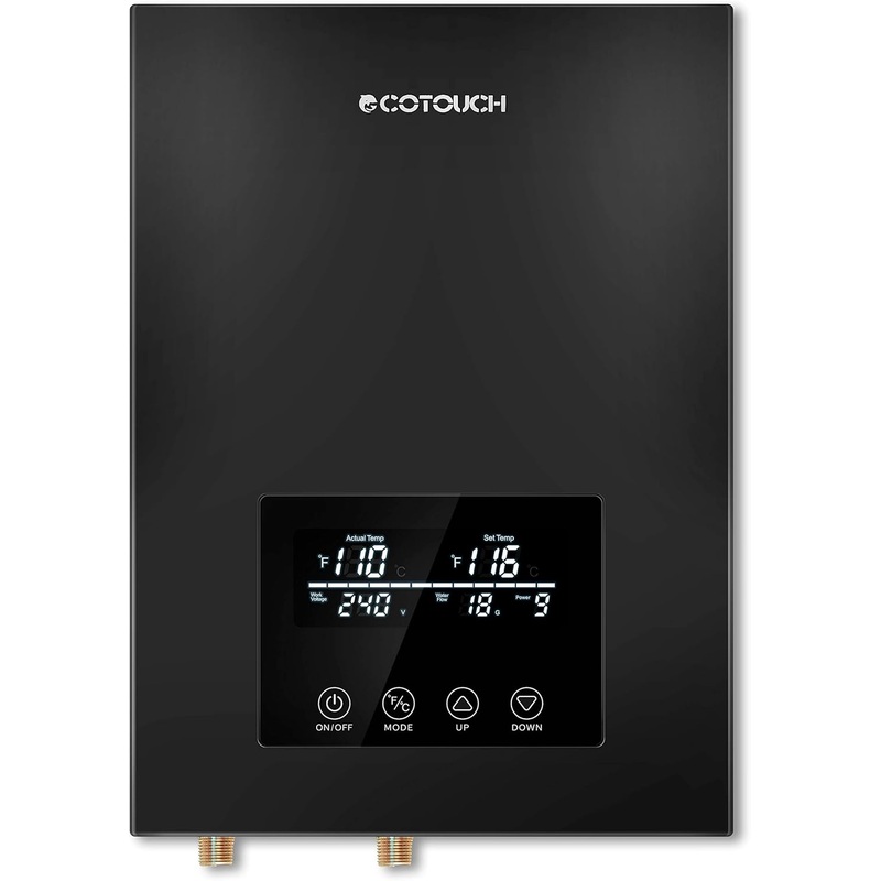 Tankless Electric,ECOTOUCH 9KW 240V On Demand, Self-Modulating Instant Hot Water Heater ECO90 Black