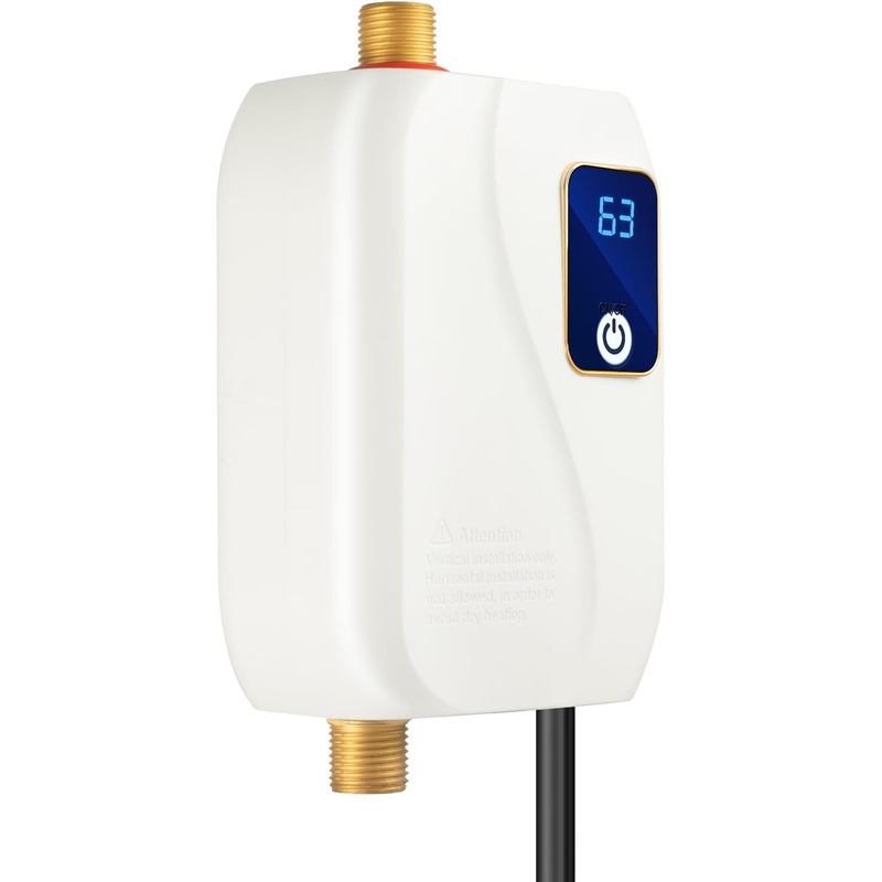 Tankless Electric Water Heater 110V 3000W Under Sink On Demand Instant Hot Water Heater with LED Display for Bathroom Kitchen Washing, Bars, Schools, Hospitals, Hair Salons (Black)