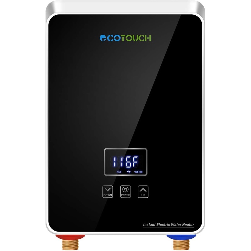 Tankless Water Heater Electric 240V, On Demand Instant Hot Water Heater Digital Display 5.5kW,Overheating Protection, Black