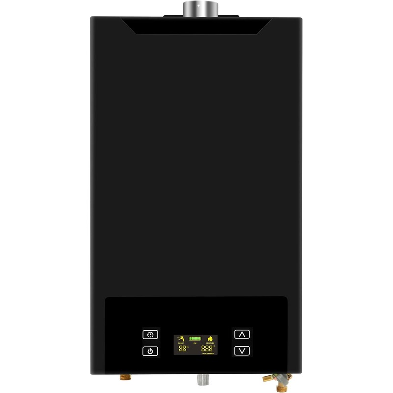 Tankless Water Heater Natural Gas,4.74GPM 18L Indoor,Instant Hot Gas Water Heater,Constant Natural Water Heater with Fahrenheit Digital Display,Multi-Protection (Black)