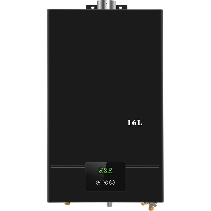 Tankless Water Heater Propane, 4.21GPM 16L Indoor,Instant Hot Propane Gas Water Heater,Constant Propane Water Heater with Fahrenheit Digital Display,Multi-Protection (Black)