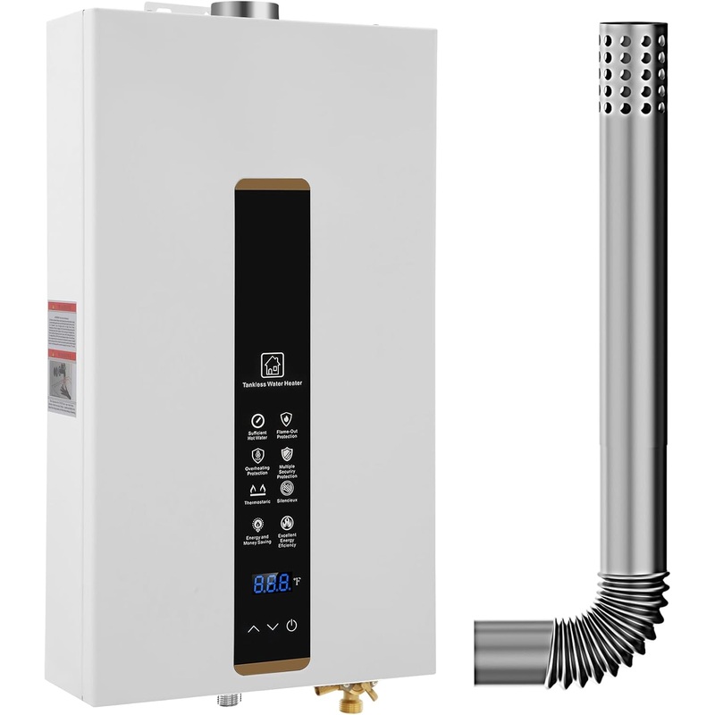 Tankless Water Heater Propane,Instant Hot Propane Gas Water Heater,Indoor 3.18 GPM,Constant Propane Water Heater with Fahrenheit Digital Display,Multi-Protection (White)