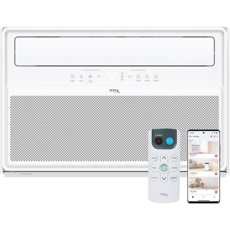 TCL H12W4KW Q-Series 12000 (DOE) BTU 115 Volts Smart Window Air Conditioner Cools 550 sq. ft. with Remote and Wi-Fi Enabled in White