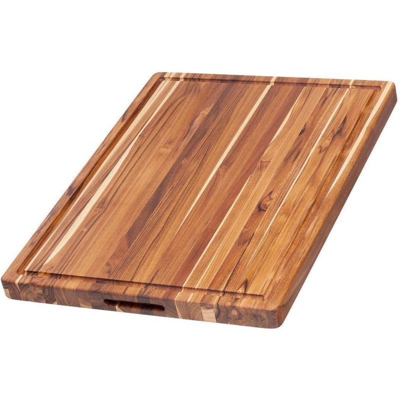 Teakhaus Carving Board  Large (L) Wood Cutting Board with Juice Groove and Grip Handles  Reversible Teak Edge Grain Wood  Knife Friendly  FSC Certified