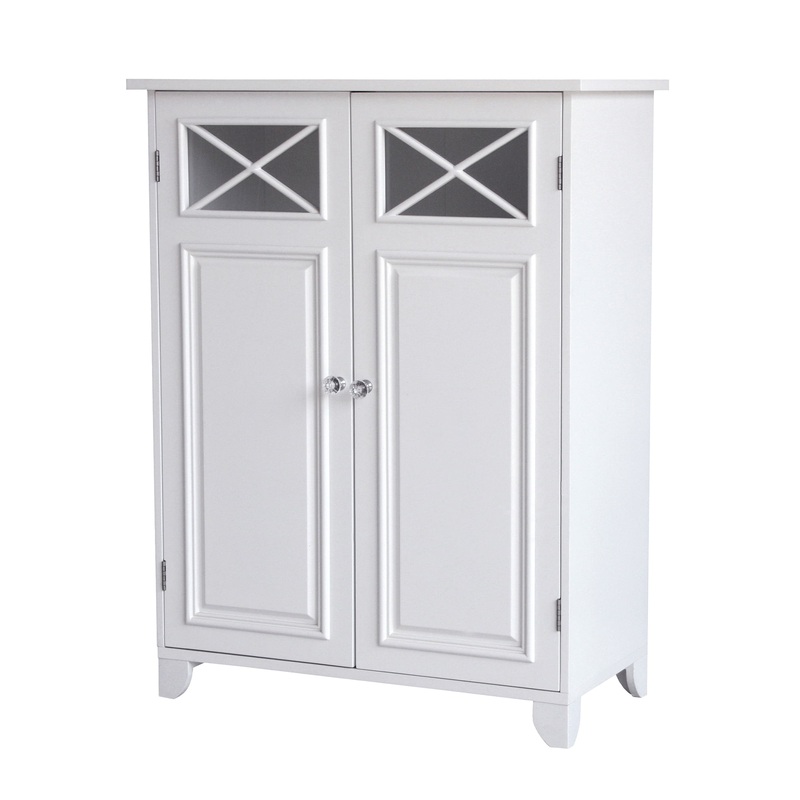 Teamson Home Dawson Wooden Floor Cabinet with Cross Molding and 2 Doors, White