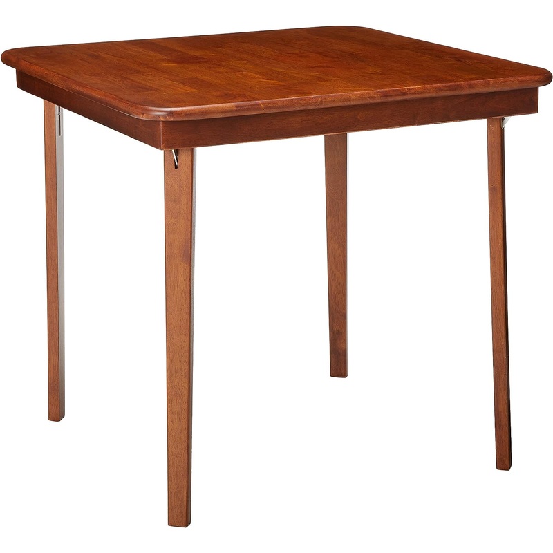 STAKMORE Straight Edge 32 Square Folding Card Table, Cherry Finish