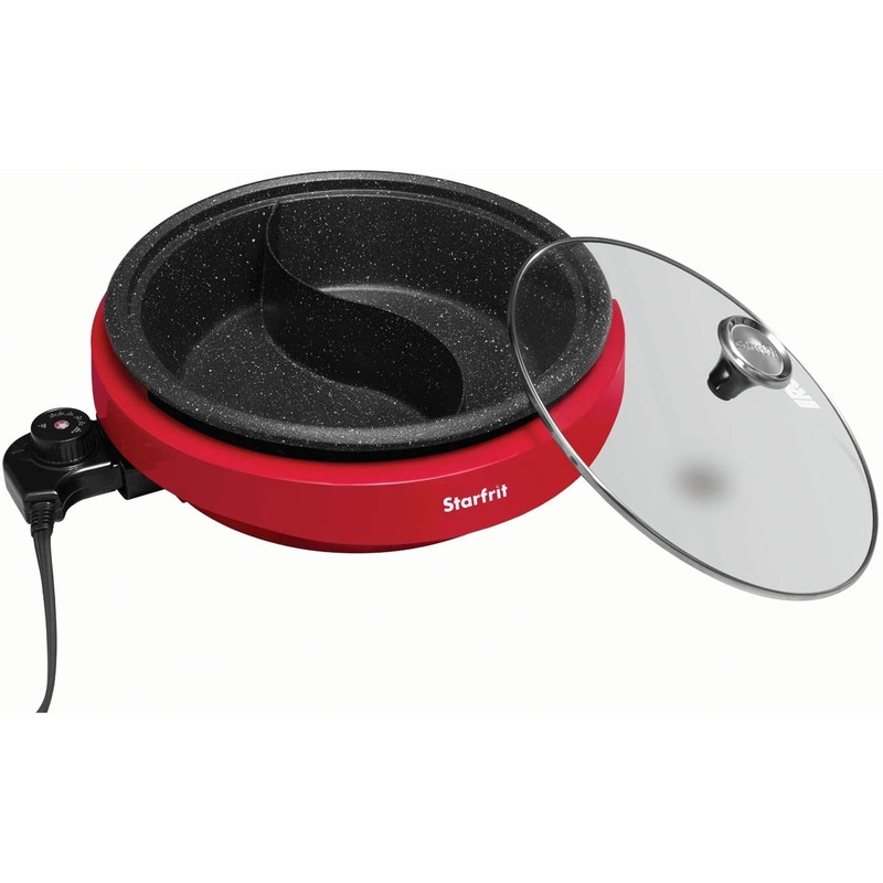 Starfrit The Rock Dual-Sided 3.2-Quart Hot Pot Electric Food Makers, normal, Red