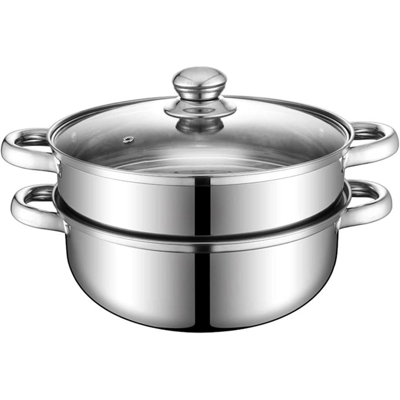Steamer Pot for Cooking 11.9 inch Steamer Pot Upgrade Capacity, 2-tier Multipurpose 18/8 Stainless Steel Steam Pot Cookware with Lid for Vegetable, Dumpling, Stock, Sauce, Food
