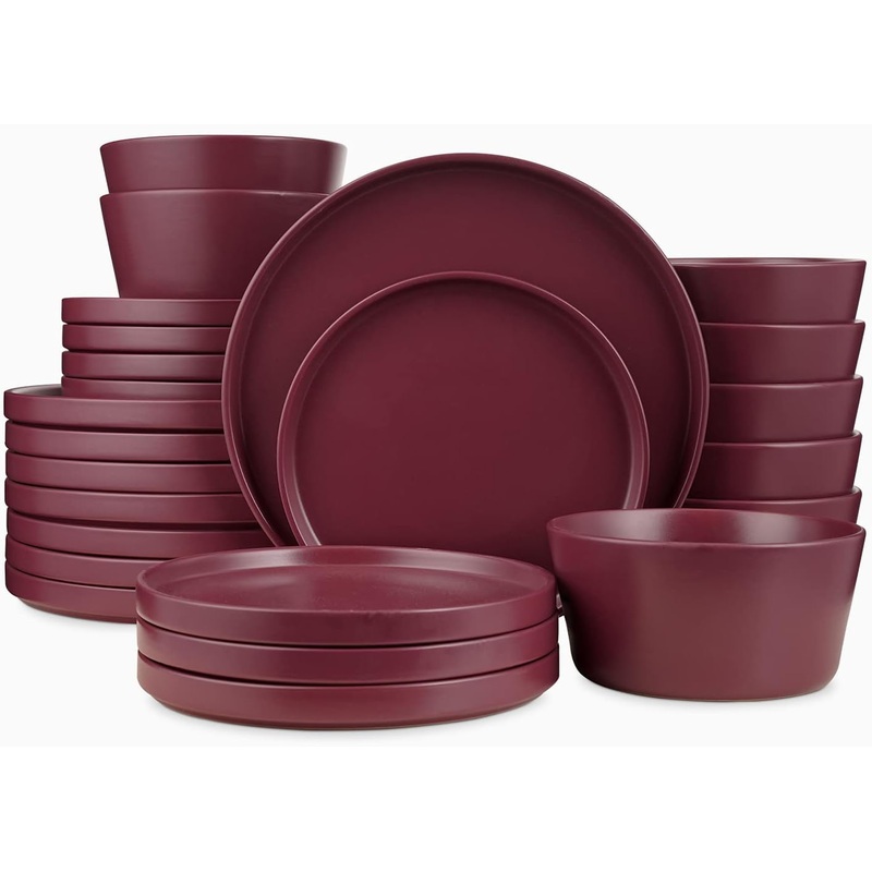 Stone Lain Celina Stoneware 24-Piece Round Dinnerware Set, Purple