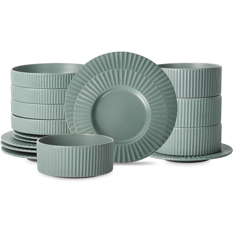 Stone Lain Lusso Stoneware Dinnerware Set, 16-Piece-Service for 4