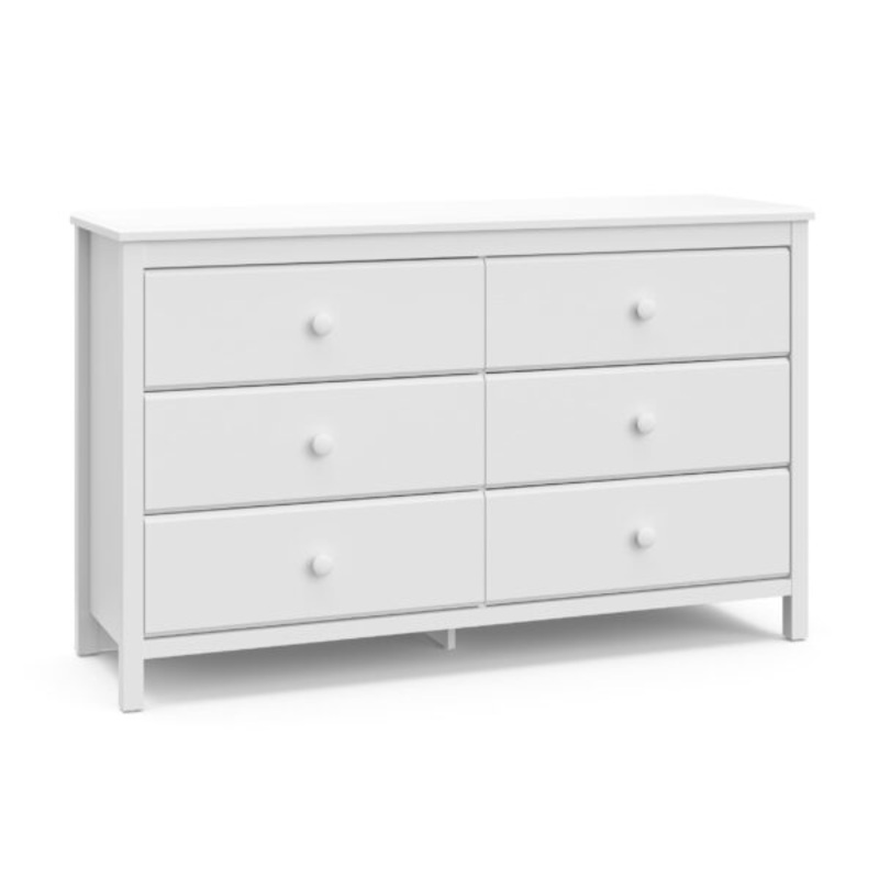 Storkcraft Alpine 6 Drawer Modern Double Dresser White