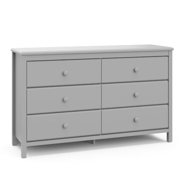 Storkcraft Alpine 6 Drawer Modern Horizontal Dresser Pebble Gray Finish