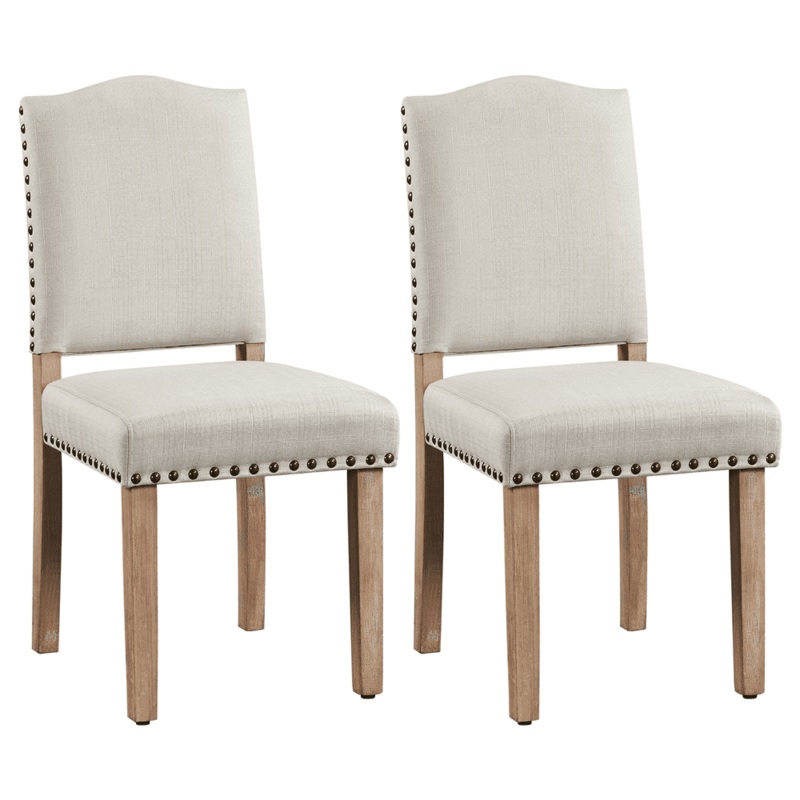 SmileMart 2PCS Upholstered Parsons Dining Chairs for KitchenBeige