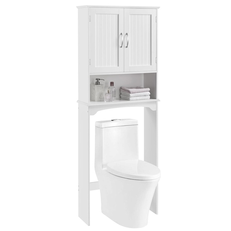 SmileMart 9 Width Wooden Over The Toilet Bathroom Storage Cabinets with Door, White