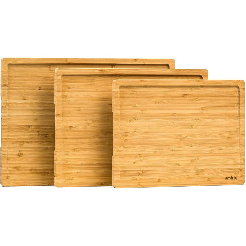 SMIRLY Wooden Cutting Boards For Kitchen  Bamboo Cutting Board Set, Wood Cutting Board Set, Cutting Board Wood, Wooden Chopping Board, Wooden Cutting Board Set