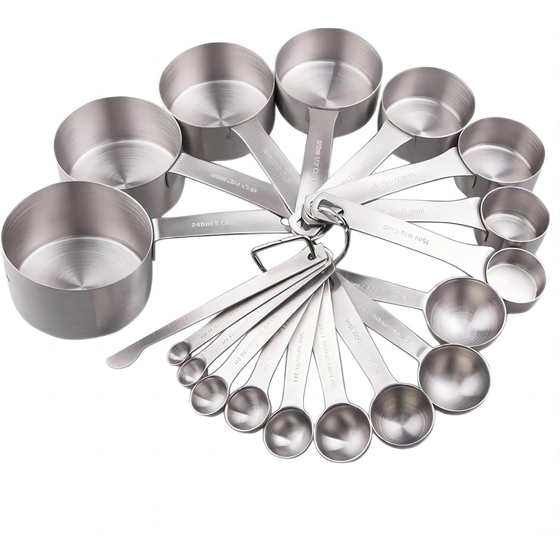 Smithcraft Measuring Cups and Measuring Spoons Set, Stainless Steel Measuring Cups and Spoons, 18/8 Steel Heavy Duty 8 Measuring cups, 9 Measuring Spoons, Baking Measure Cups Spoons