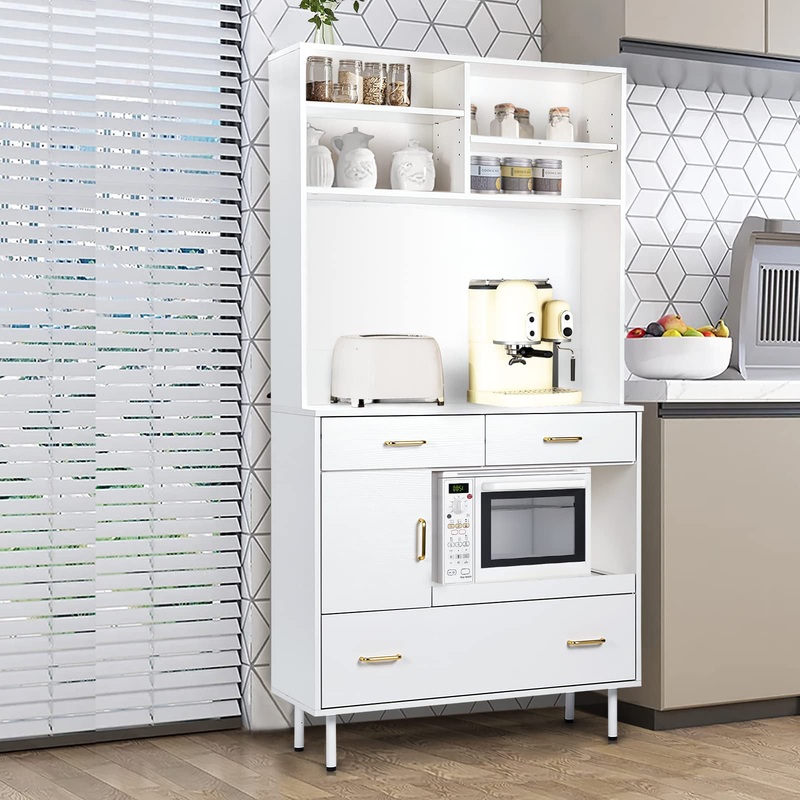 SMOOL Kitchen Pantry Storage Cabinet, 71 Freestanding Kitchen Storage Cabinets with 3 Drawers, White